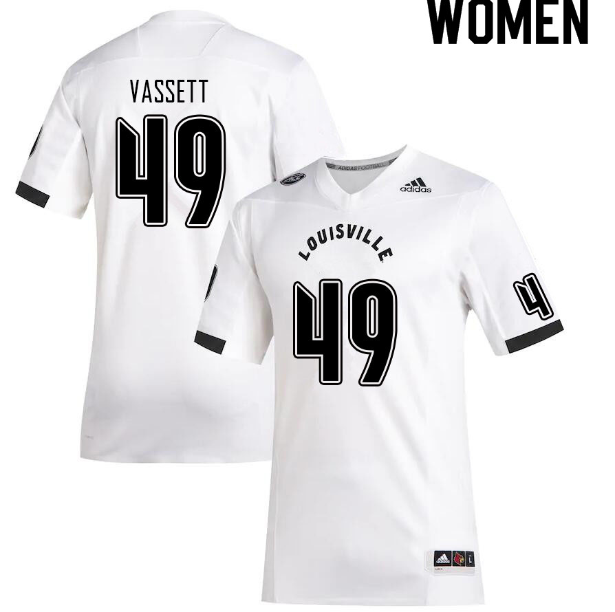 Women #49 Mark Vassett Louisville Cardinals College Football Jerseys Sale-White